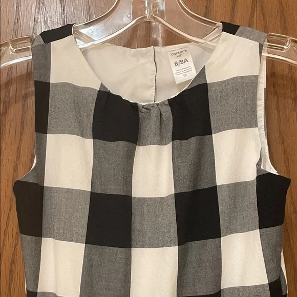 Carter's UGC Girls Size 8 Black and White Buffalo Check Christmas holiday  Dress - Picture 3 of 11